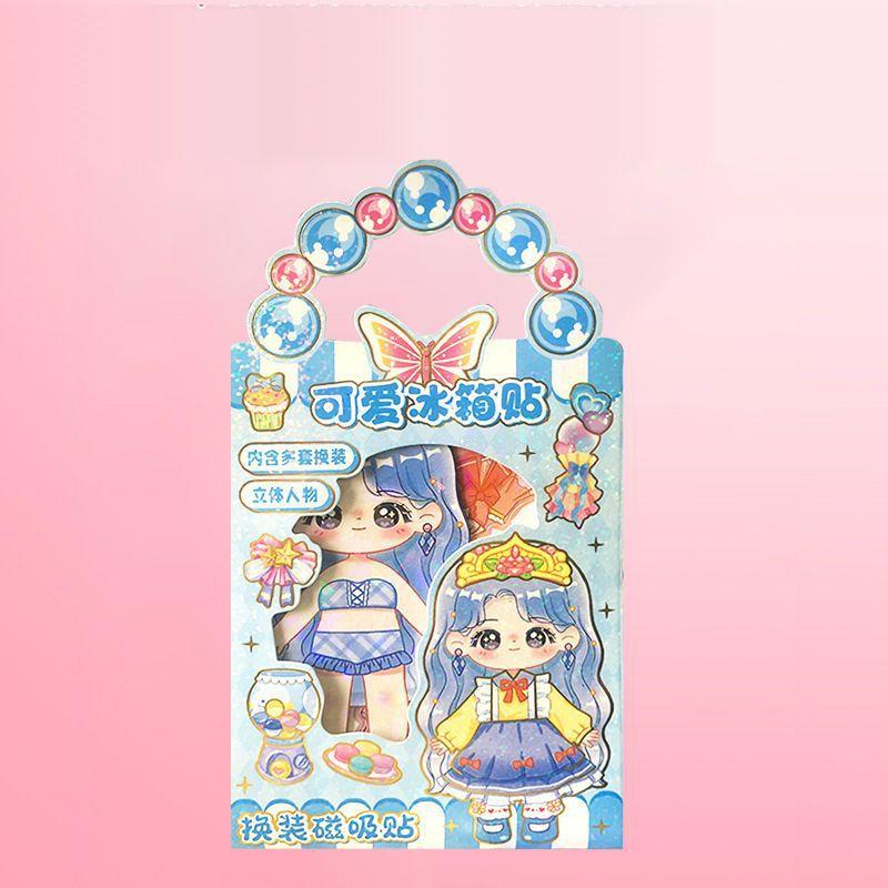 Cute Princess Dress-Up Magnetic Stickers for Kids Girl Imaginative Play DIY Materials Cartoon Refrigerator Magnet
