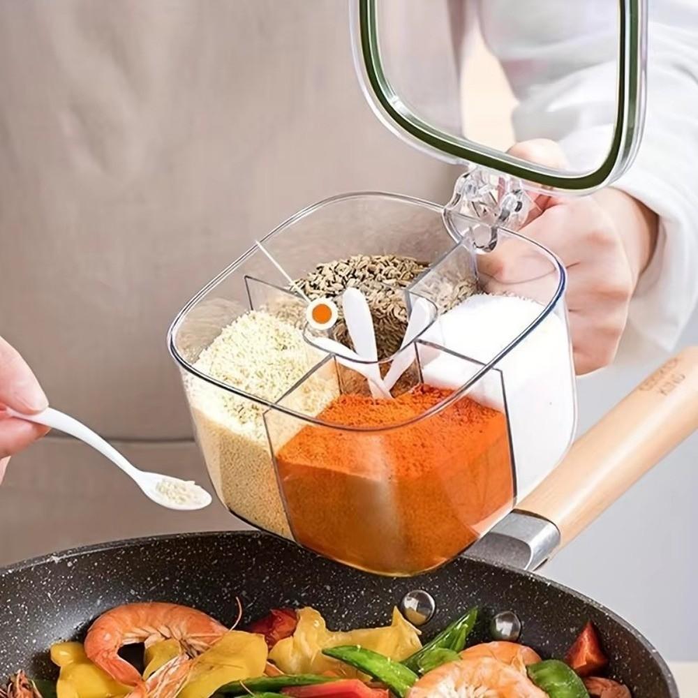 Transparent Seasoning Box Multi Grid Storage Jar New Seasoning Jar  Glutamate Pepper Storage