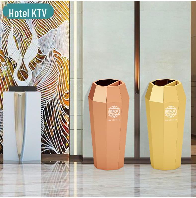 Large Capacity Stainless Steel Anti-Fingerprint Trash Can with Ashtray for Hotel, KTV, Club, and Shopping Mall