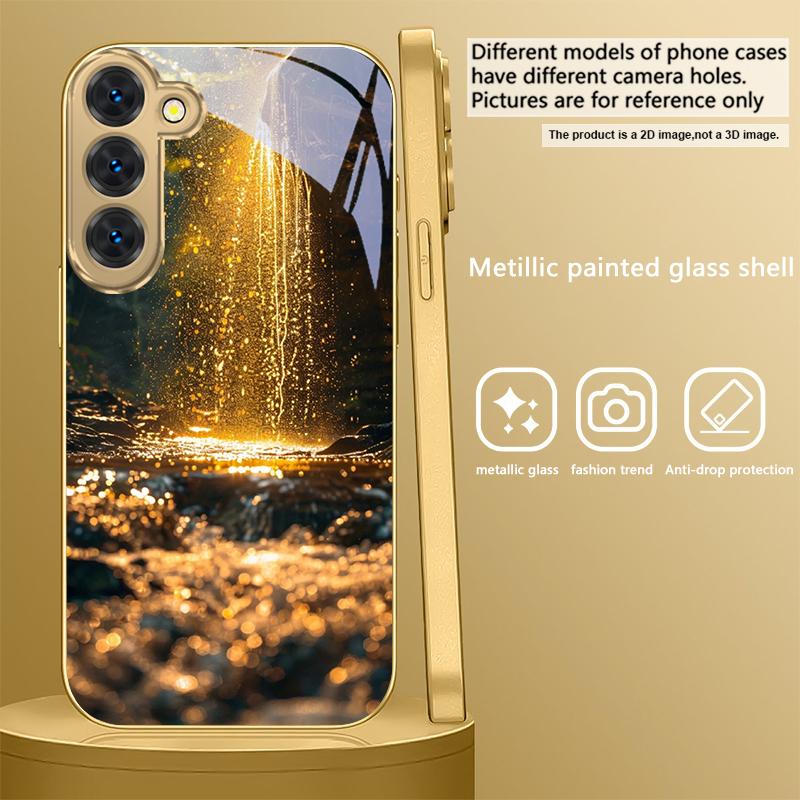 

Великолепные пейзажи Для Samsung Galaxy S26 S20 FE S21 S22 S23 Plus S24 Ultra S25Ultra S21+ S22Plus Золотой стеклянный чехол для телефона Galaxy S8