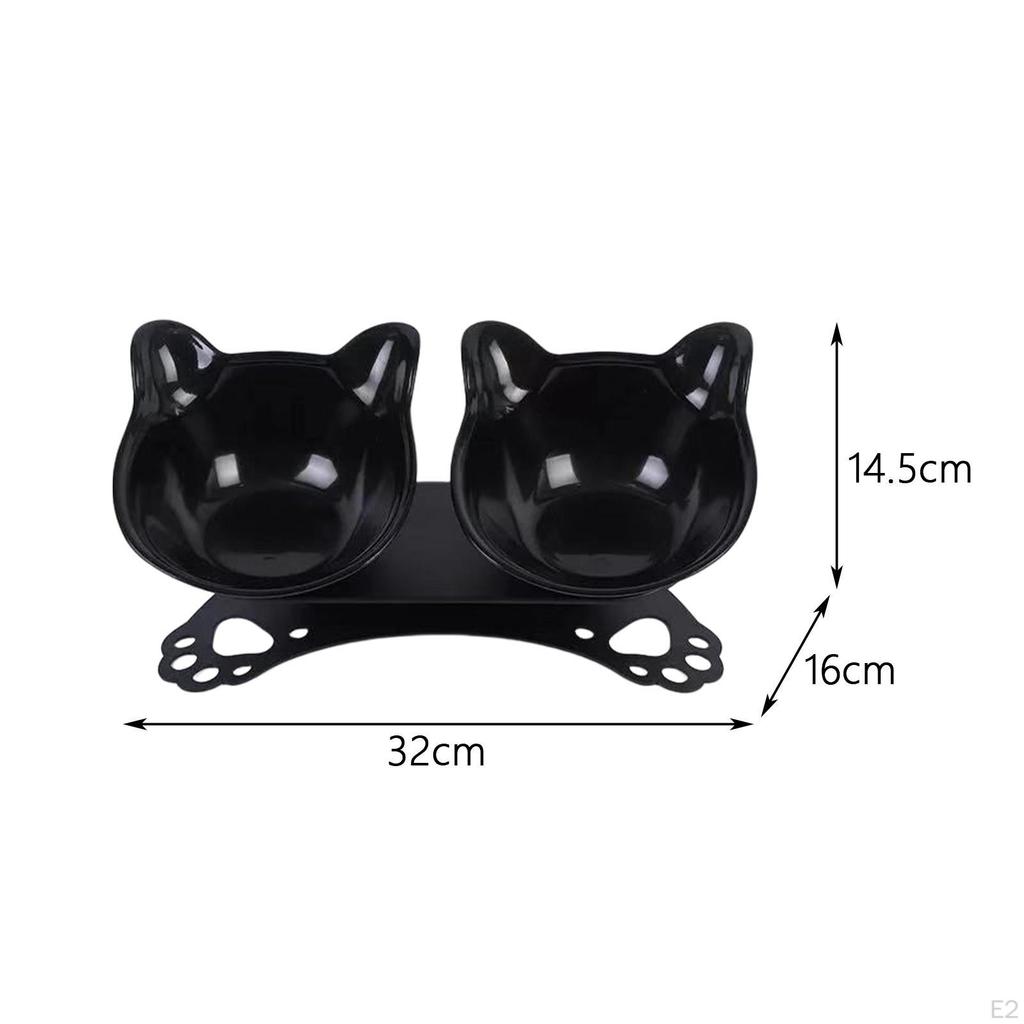 Cat Elevated Double Bowls Raised Pet Feeder Removable Portable Tilted Water Dispenser Supplies