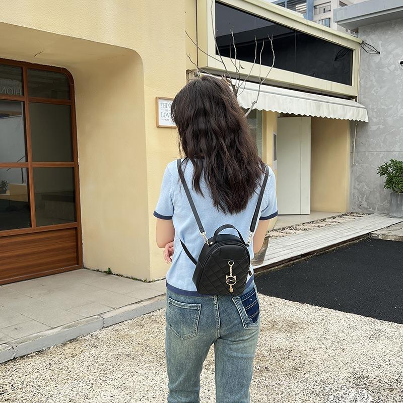 Mobile Phone Bag New Messenger Bag Women's Rhombus Cat Head Shoulder Mobile Phone Change Small Satchel Backpack One Piece Hair