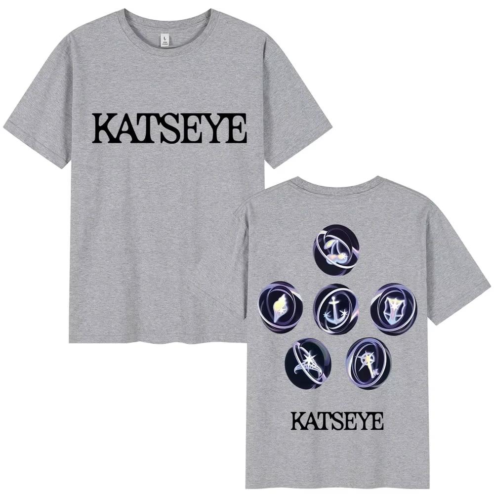 Kpop Katseye Logo Graphic T Shirt Fashion Pop Music Mens Women Korean Style Tshirts Oversized Cotton Casual Tshirt Streetwear