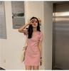 2024 Summer Korean-Style Solid Color Mid-Length Dress for Women Students