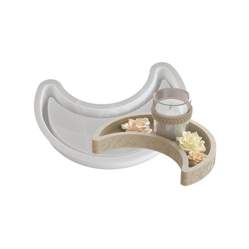 Sturdy Star and Moon Silicone Mould Round Tray Home Accessory for Crafting Supplies and Creative Storage Solution