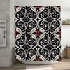 High-Quality Black and White Decorative Shower Curtain with Red Accents Perfect for Bathroom Décor