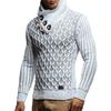 Men's Casual Solid-color Patchwork Style Long-sleeved Sweater, Men's High-neck Plaid Knitted Sweater In The Style Of A Scarf