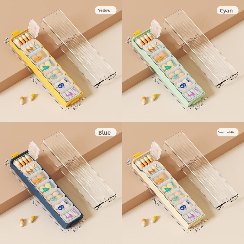 Portable Sevenday Plastic Medication Organizer With Sealed Compartments For Travel And Daily Use