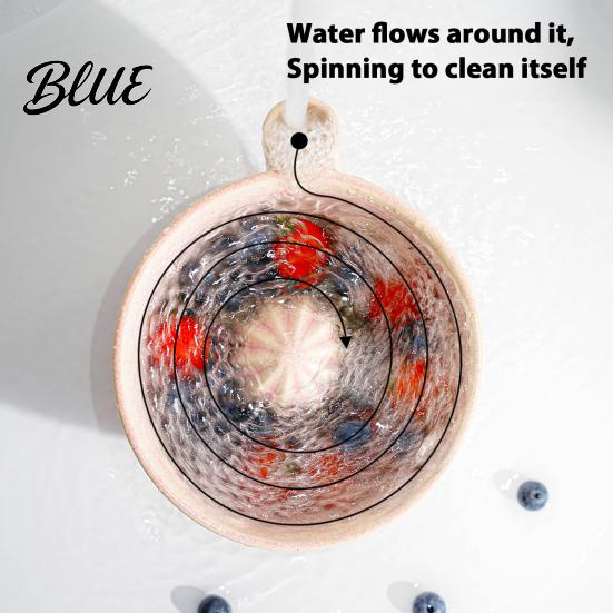Stylish Kitchen Counter Accessories Berry Swirl Draining Bowl with Silicone Pad Ceramic Retro Kiln Fruit Washing for Fired Colander Compact Strainer
