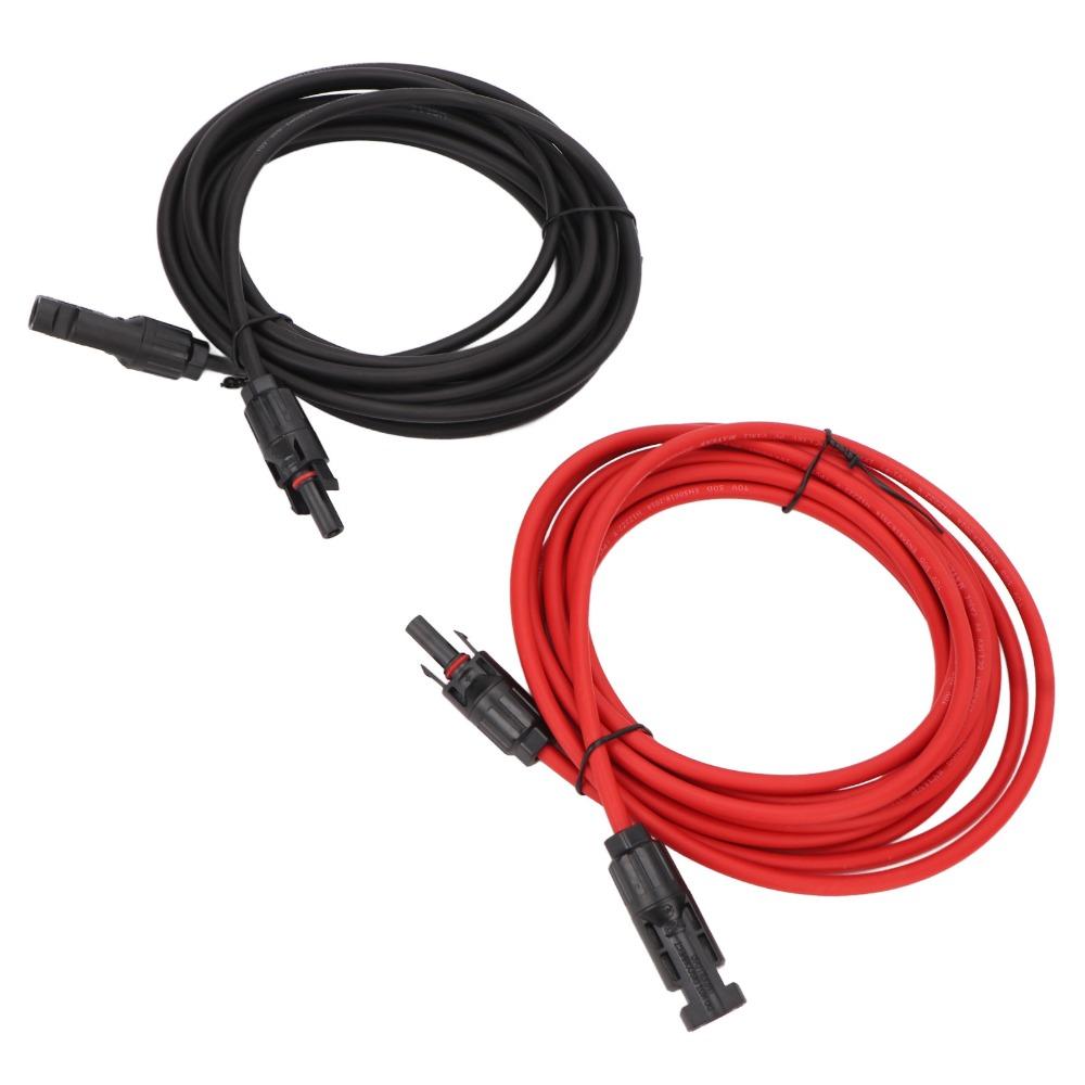 1 Pair Black&Red Solar Adapter Extension Cable 4mm² Solar Extension Cable  Mounted Solar Plug