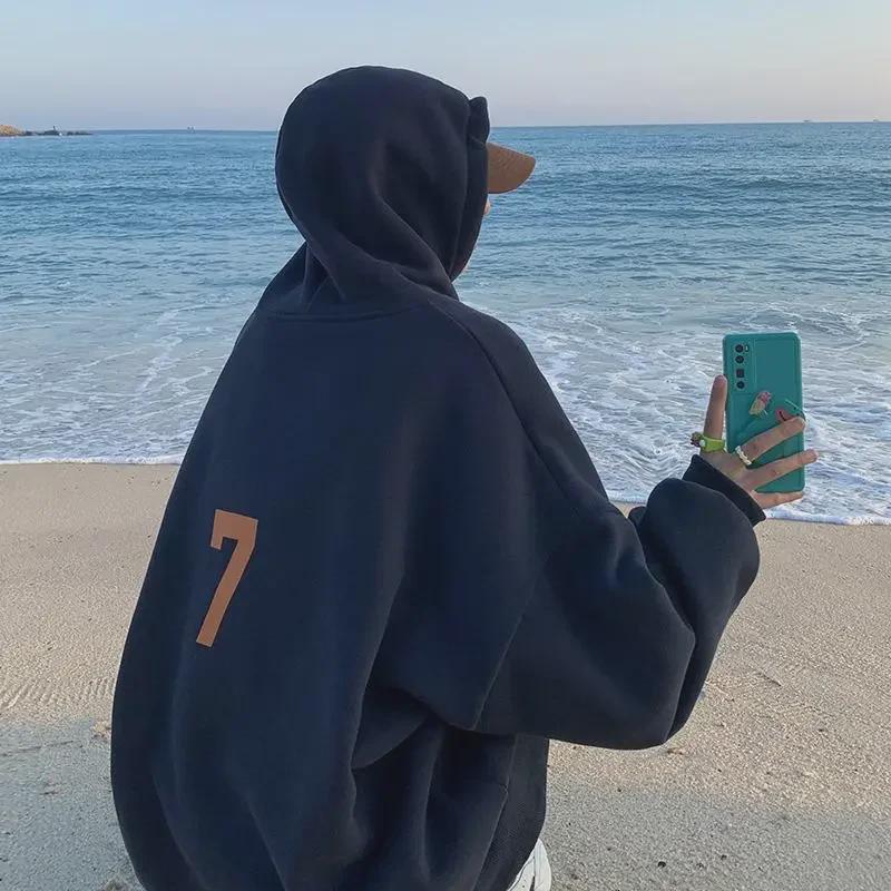 Ανδρική Γκρι Βαριά Φούτερ με Κουκούλα - Μοντέρνο Φαρδύ Hip-Hop Μπουφάν για Φθινόπωρο/Χειμώνα 2022