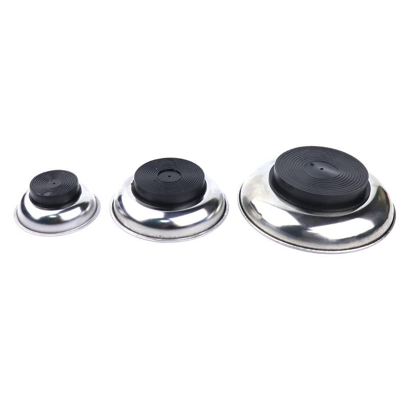 Circular Magnetic Tray Stainless Steel Parts Bowl Screw Storage Tool for Auto Repair with Strong Suction Pad Tools Organizer