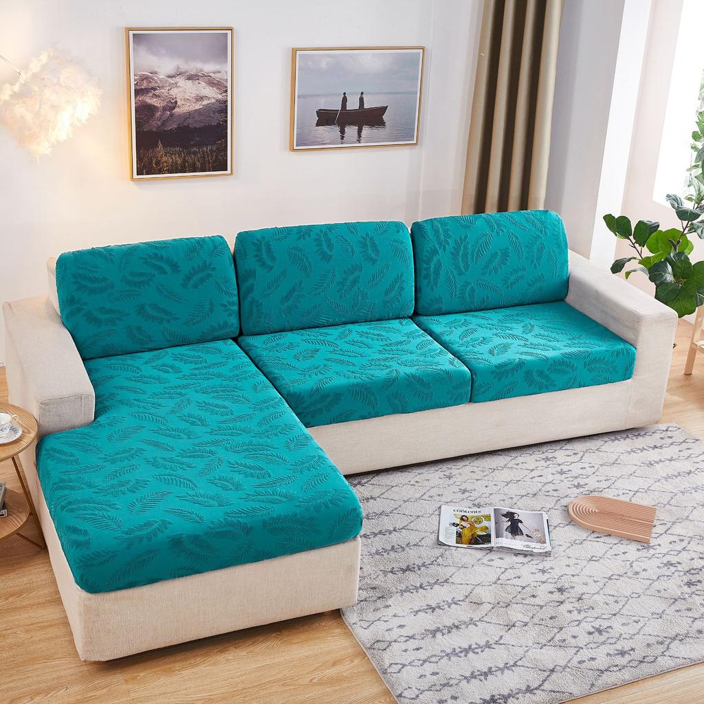European Knitted Sofa Cover Delicacy Feather Pattern Cushion Cover Luxury Elastic Stretch Spandex Sofa Protector
