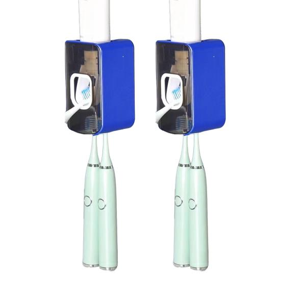 2Pcs Wall-Mounted Toothbrush Holder with Toothpaste Squeezer Strong Load-bearing Universal