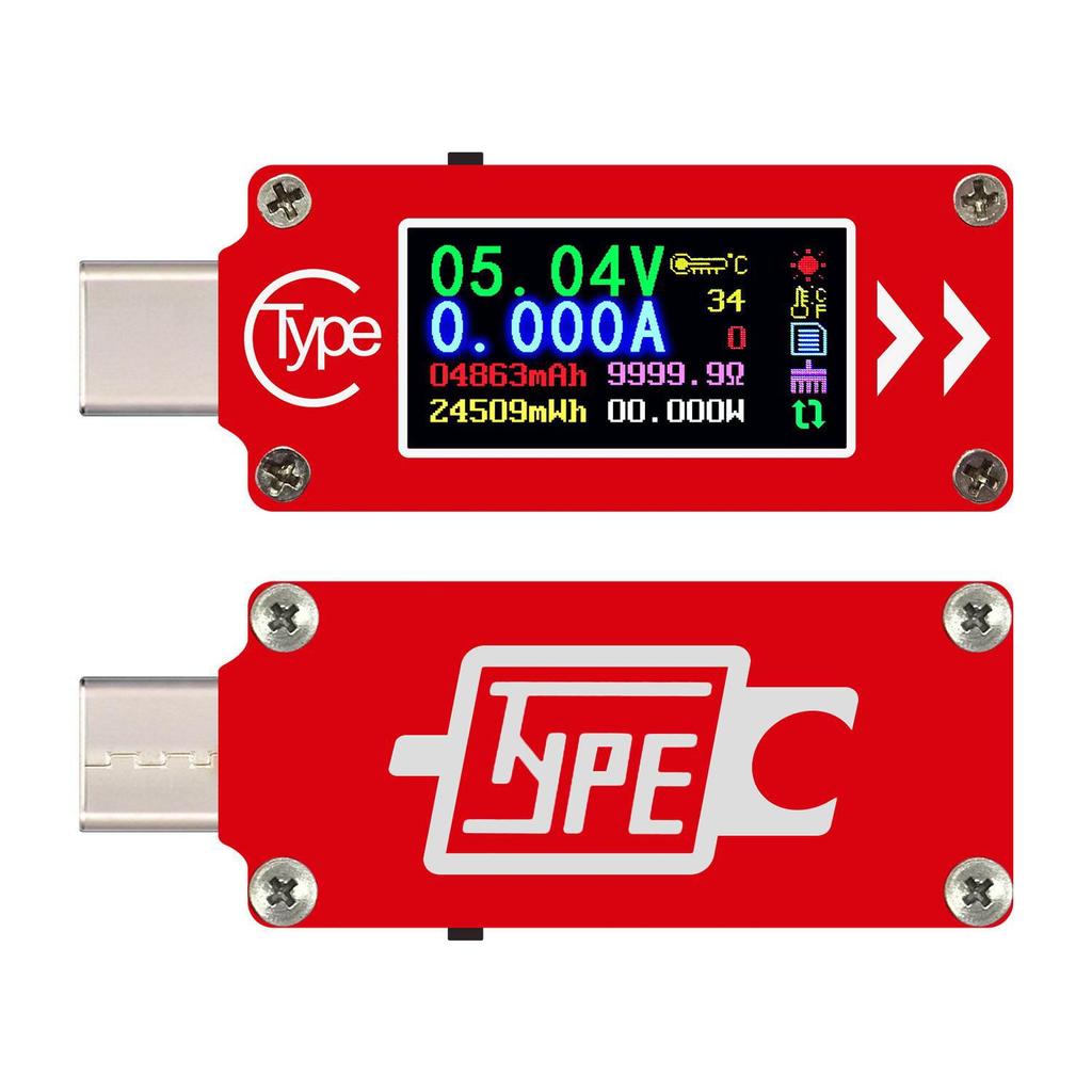 TC64 Color Screen Type-C PD Fast Charge Detection Tester for Voltage, Current, Capacity, and Temperature Measurement.