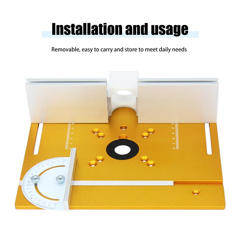 C8 Fräsliftplatten-Set - Aluminium Frästisch-Einlegeplatte, Schiebeklotz, Führungsanschlag für Holzbearbeitung