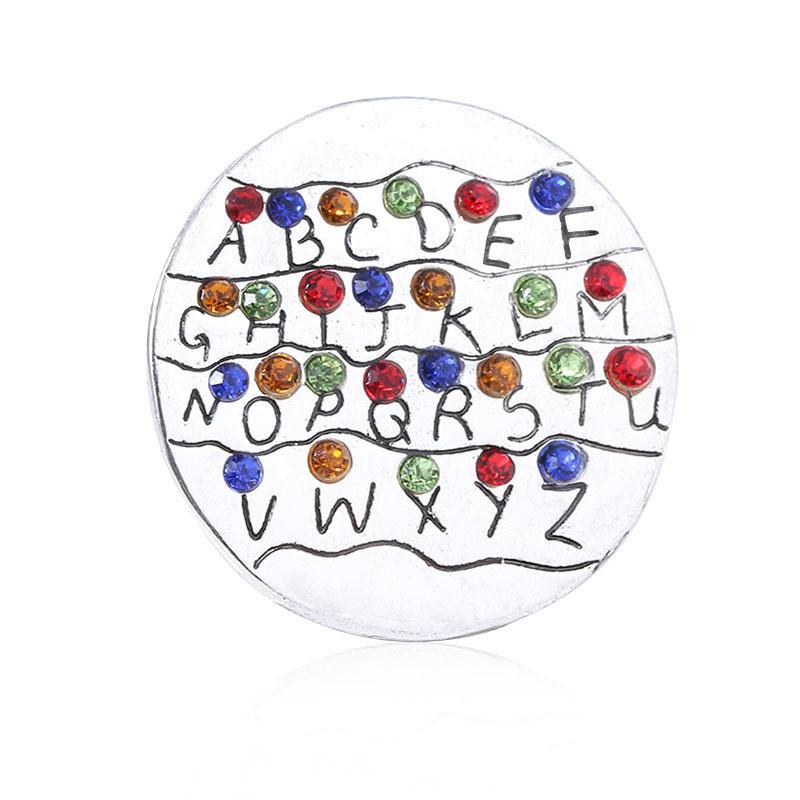 Stranger Things Alphabet Potted Plant Pin With Metallic Finish For Cosplay And Casual Wear