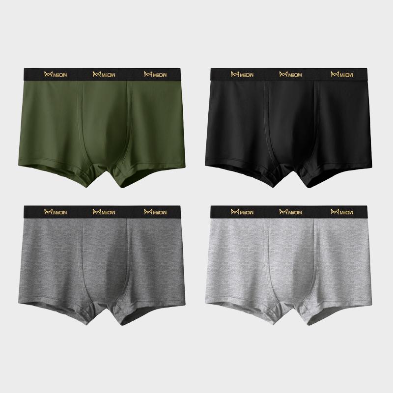 MiiOW 4 Stück Herren Unterwäsche Boxershorts Jugend Baumwolle Herren Boxershorts, Atmungsaktive Unterwäsche