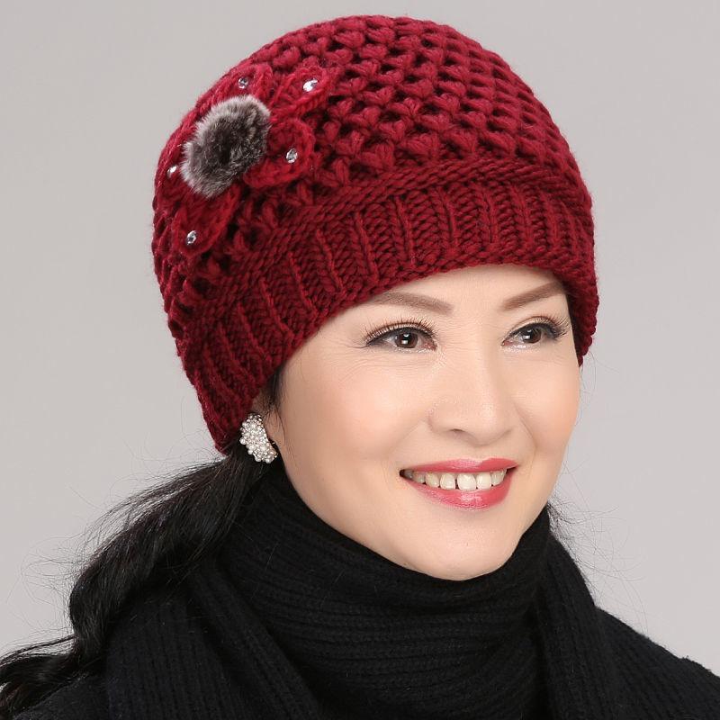 Hat Female Winter Old Man Warm Grandma Hat Autumn Winter Mother Hat Old Lady Plush Wool Hat