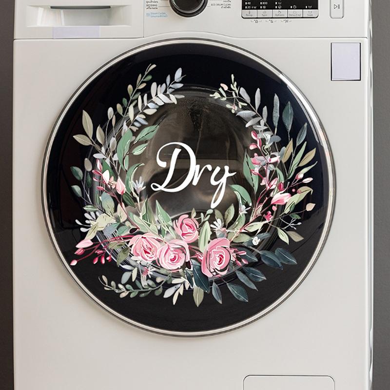 Flower Sticker For Washing Machine Self Adhesive Dry Wash Decals Laundry Room Washroom Shower Home Decor Wall Stickers