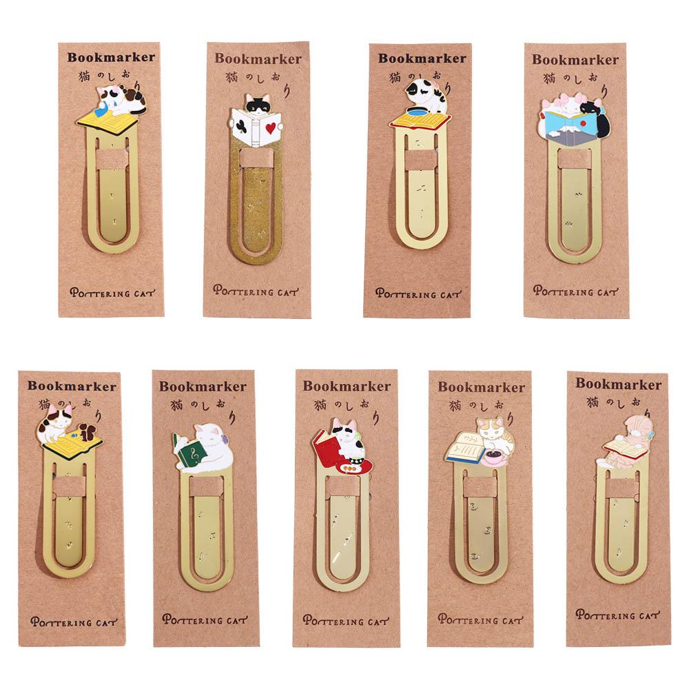 

Cartoon Paper Cilp Animals Reading Cat Bookmark Metal Bookmark Bookmark Kittens Book Mark Red book
