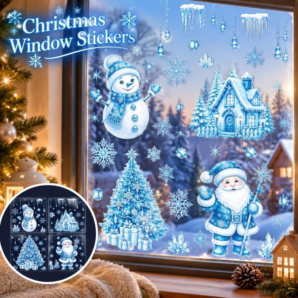 Santa Claus Christmas Tree Christmas Wall Sticker Christmas Static Window Stickers Festive Decor