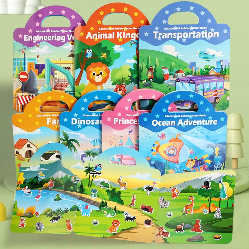 Portable Jelly Quiet Sticker Book Children's Enlightenment Early Education Bubble Sticker Hands-on Brain Puzzle Puzzle Toy