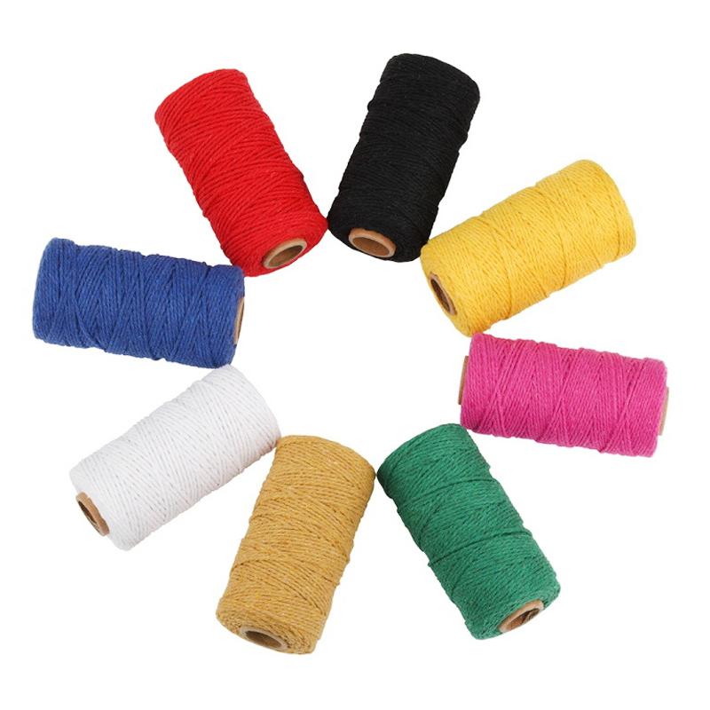 100 Meters 2mm Diameter Many Colors in Stock Round 100% Cotton Macrame String Cord Threads for Scarf Making