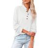 Women's Casual T-Shirt Buttons V-Neck Solid Long-sleeved Knitted Shirt Blouse Tops