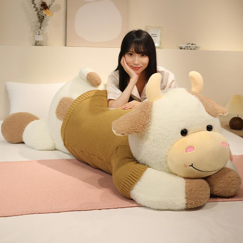 Sweater Lying Cow Throw Pillow Plush Toy Doll Big Cow Doll Girl Sleeping Soothing Doll