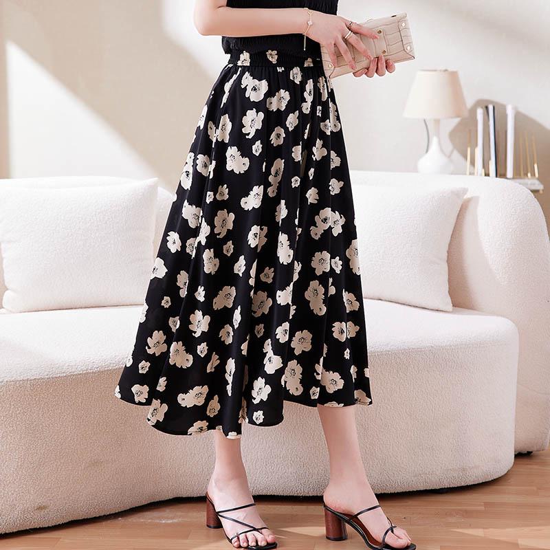 

Женская летняя юбка А-силуэта из шифона с цветочным принтом и эластичным поясом M (recommended 80-110 kg)