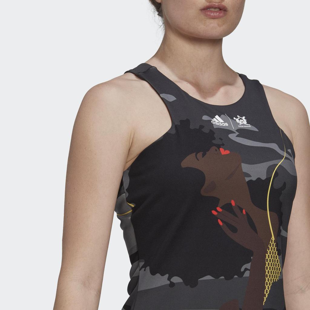 adidas Women's Graphic Print Sleeveless Dress Black HG3159