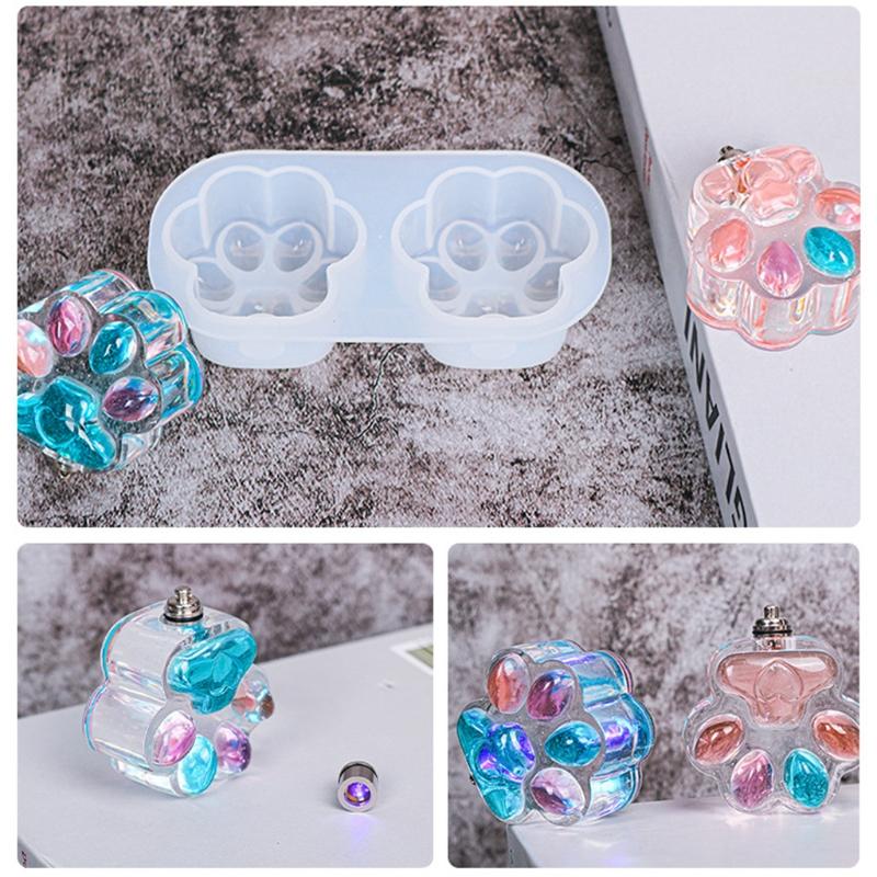 Practical Love for Cat Paw Light Bulb Silicone Molds Handmade BPA-free Easy To Release No Residue for Keychain Making Cr