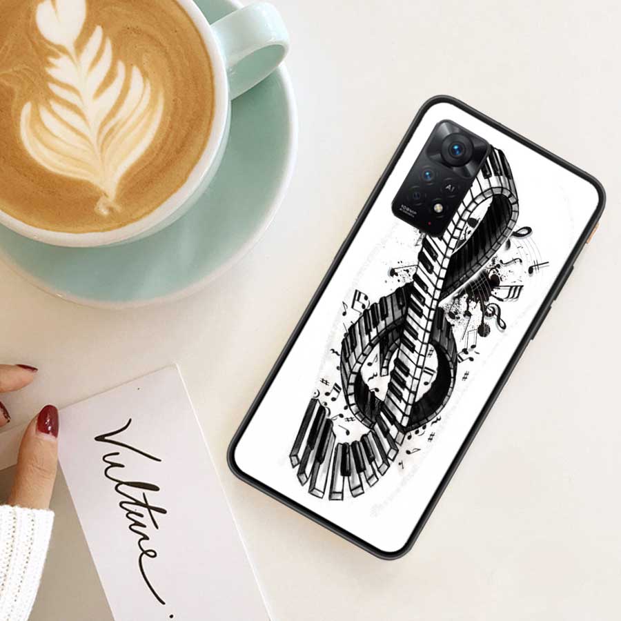 Piano Keys Musical Phone Case For Redmi 13C 14C Note 13 14 Pro 5G Plus 12 12C 10 10A 10C 9 9A 9C 9T 8 8A K70 Pro Xiaomi Cover Si