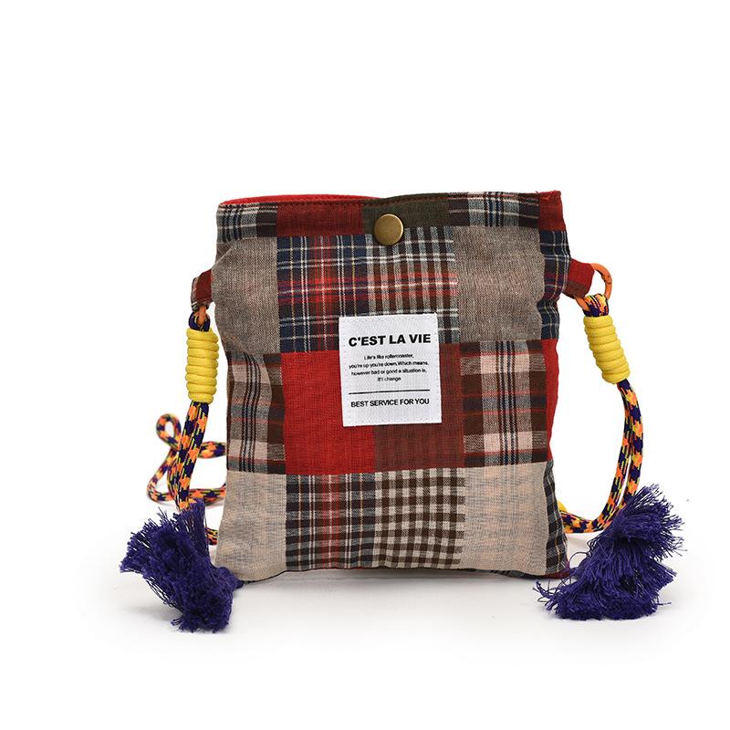 Uformell Retro Rutete Lappeteppe Stilig og Allsidig Lett Design Dame Crossbody-veske