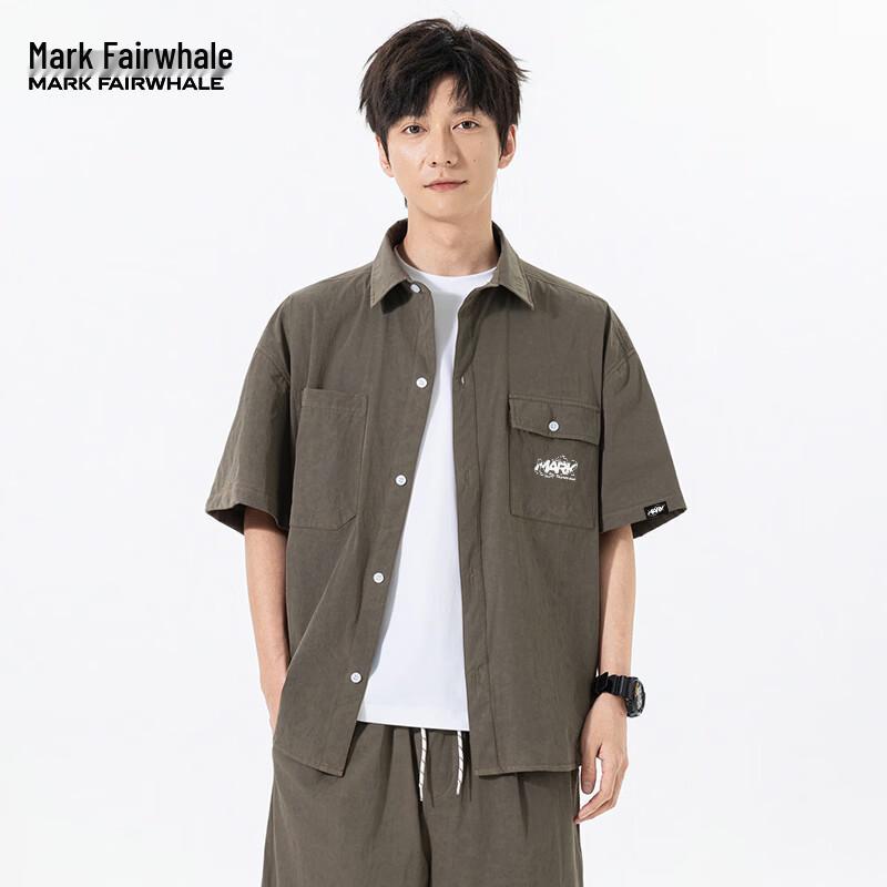 MARK FAIRWHALE Men s Summer Loose Fit Short-Sleeve Casual Shirt 2XL