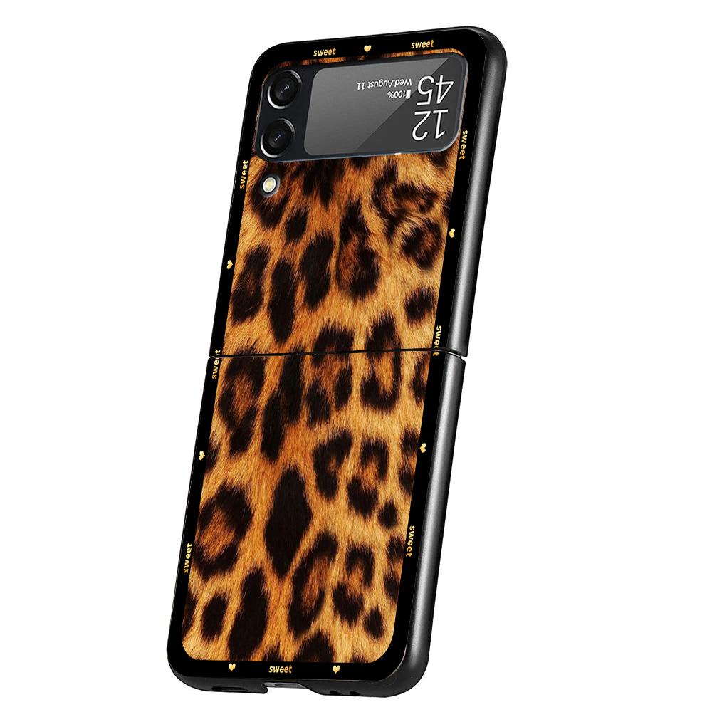 

Animal Leopard Print Cover Phone Case For Samsung Galaxy Z Flip 7 6 5 4 3 5G Flip7 Flip6 Flip5 Flip4 Flip3 Black Fundas Shell Ga Samsung Z Flip 3