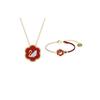 Flower Of Fortune Bracelet And Necklace Set Women Jewelry Gold Red ES2020121401