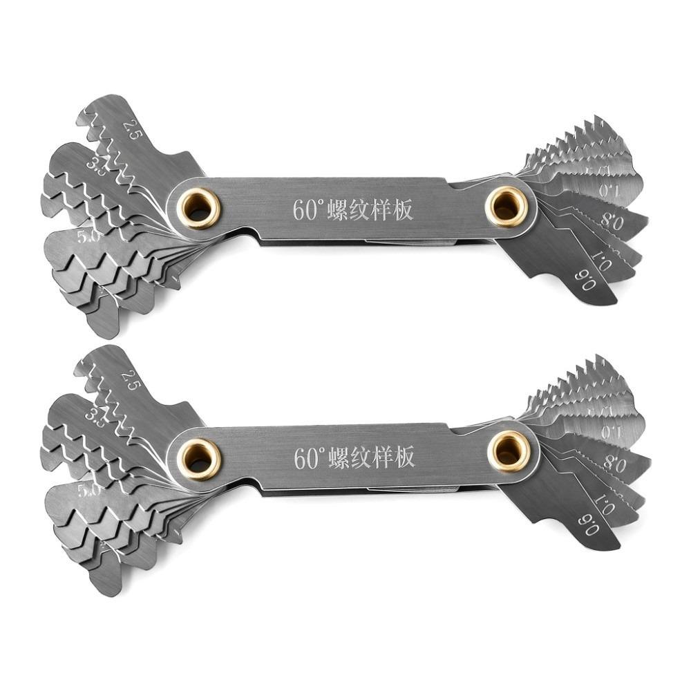 2pcs Metric 60 Degree Thread Pitch Gauge Thread Cutting Gauge  For Screw Measurement