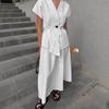 Womens 2-Piece Set V-Neck Sleeveless Top Long Skirt Elegant Blazer Style Dress