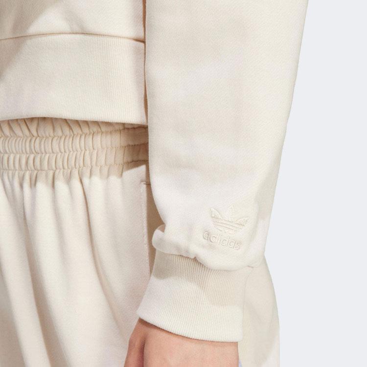 Adidas Originals Vrct Letter Logo Embroidery Loose Long Sleeve Hoodie Women Hoodie Beige IR6035