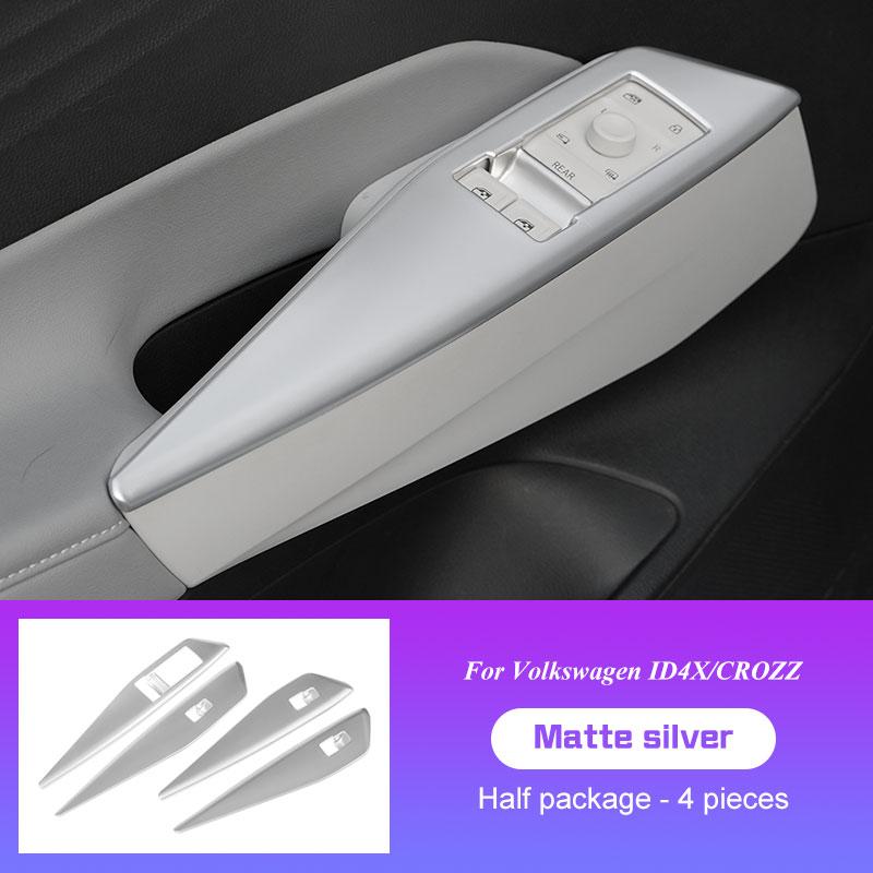 For Volkswagen VW ID3 id.3 ID.4X/CROZZ Car Door Handle Armrest Window Lift Panel Cover ABS Silver Carbon Sticker Car Accessories