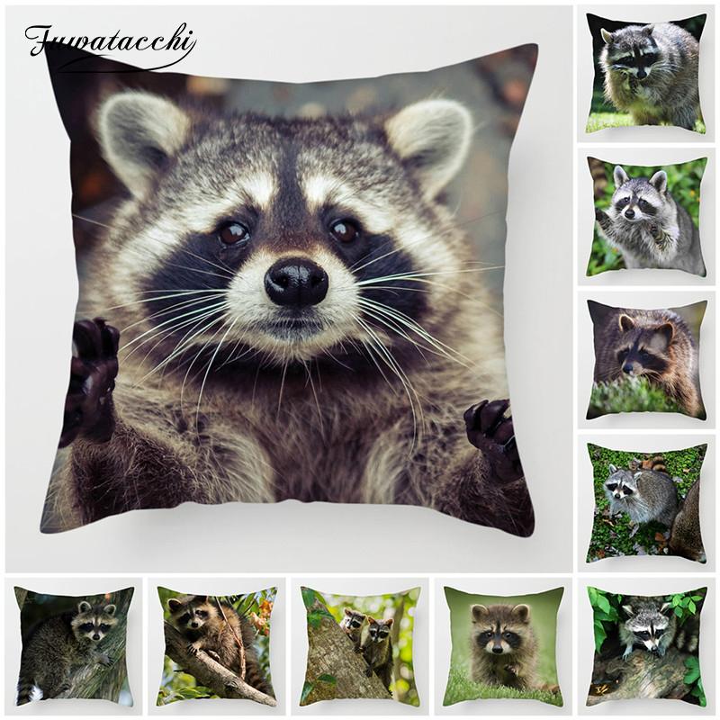 Copricuscino Procione Carino 45x45cm Stampa Uccello Selvatico Federa per Casa Divano Letto Sedia Cuscini Decorativi