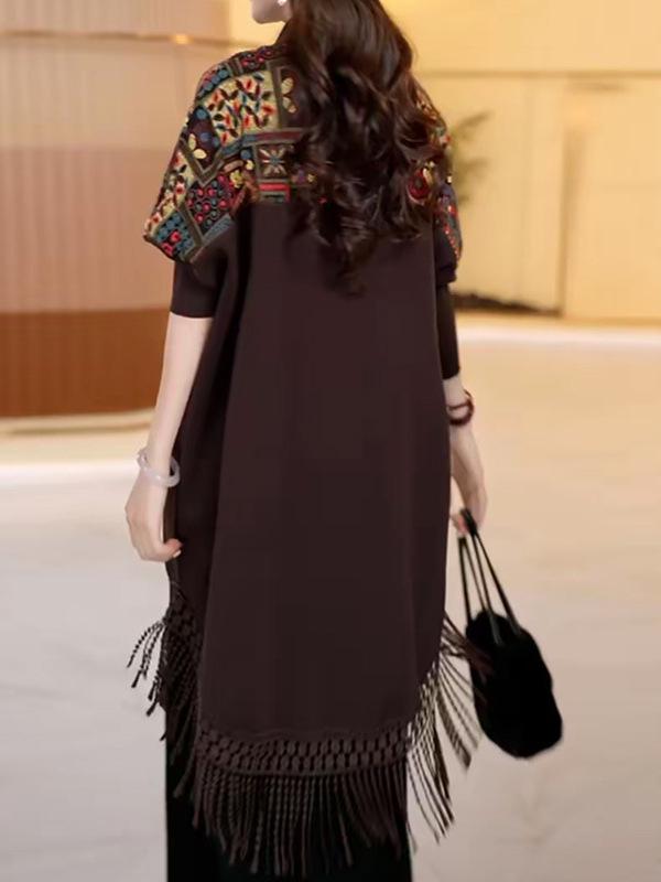 Women's 2025 Fashion Jacquard Lapel Coat - Autumn Trend, Mother’s Wear, Foreign Style, Long Sleeve