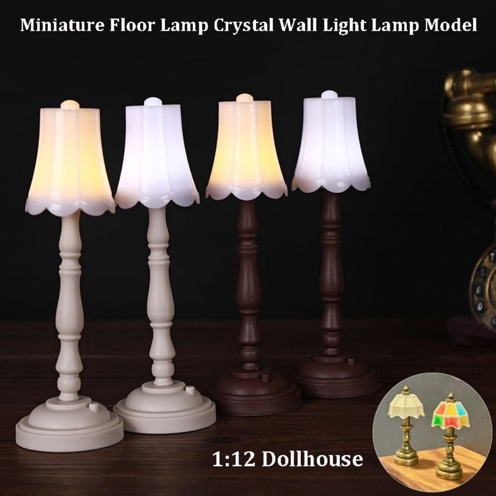 1:12 6 Styles Dollhouse Miniature Floor Lamp Mini Simulation Bedside Lamp Doll House Decor