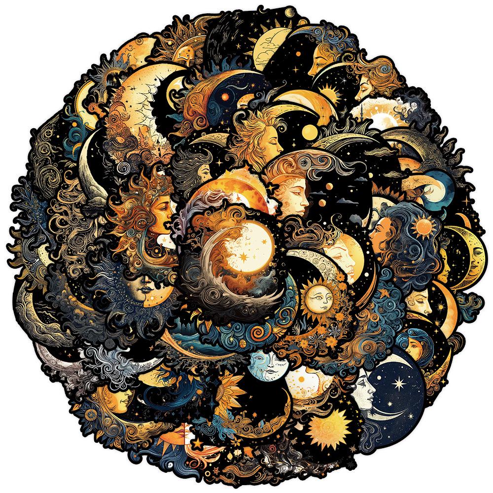 50 Nordic Style Sun Moon Goddess Stickers: Waterproof Decorative Vinyl for Water Bottles & Laptops