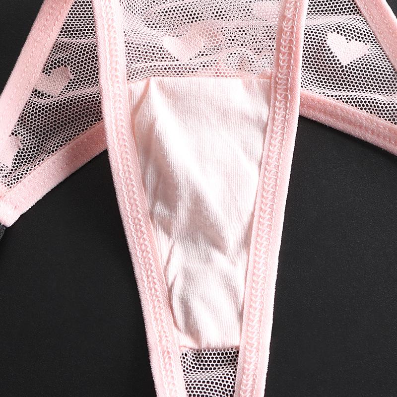 Plus Size Low Waist Mesh Thong with Letter Detail