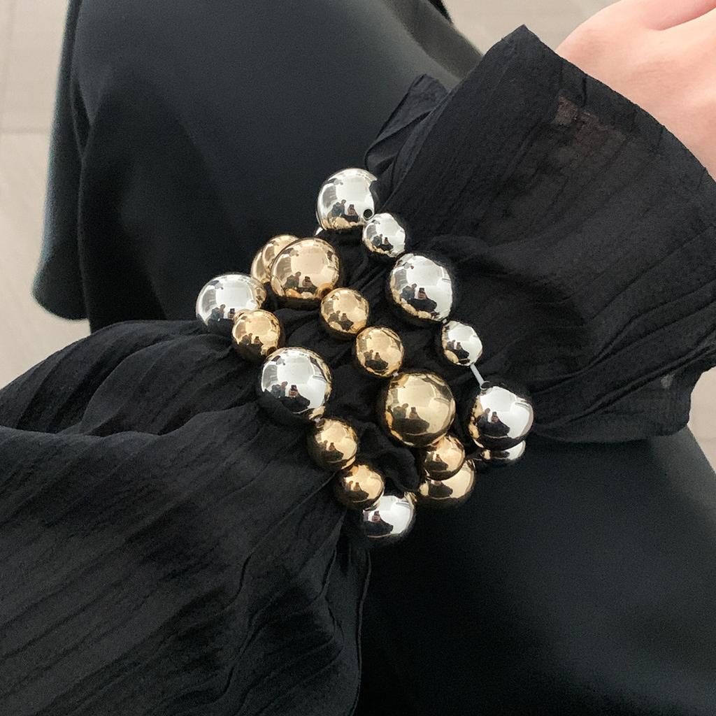 Bracelet Women's Irregular Beaded Elastic Bracelet European and American imitation pearl punk style jewelry set