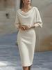 2026 Frühling Europäisches & Amerikanisches Damen Elegantes Schwingender Halsausschnitt Langarm Taillenbetontes Kleid