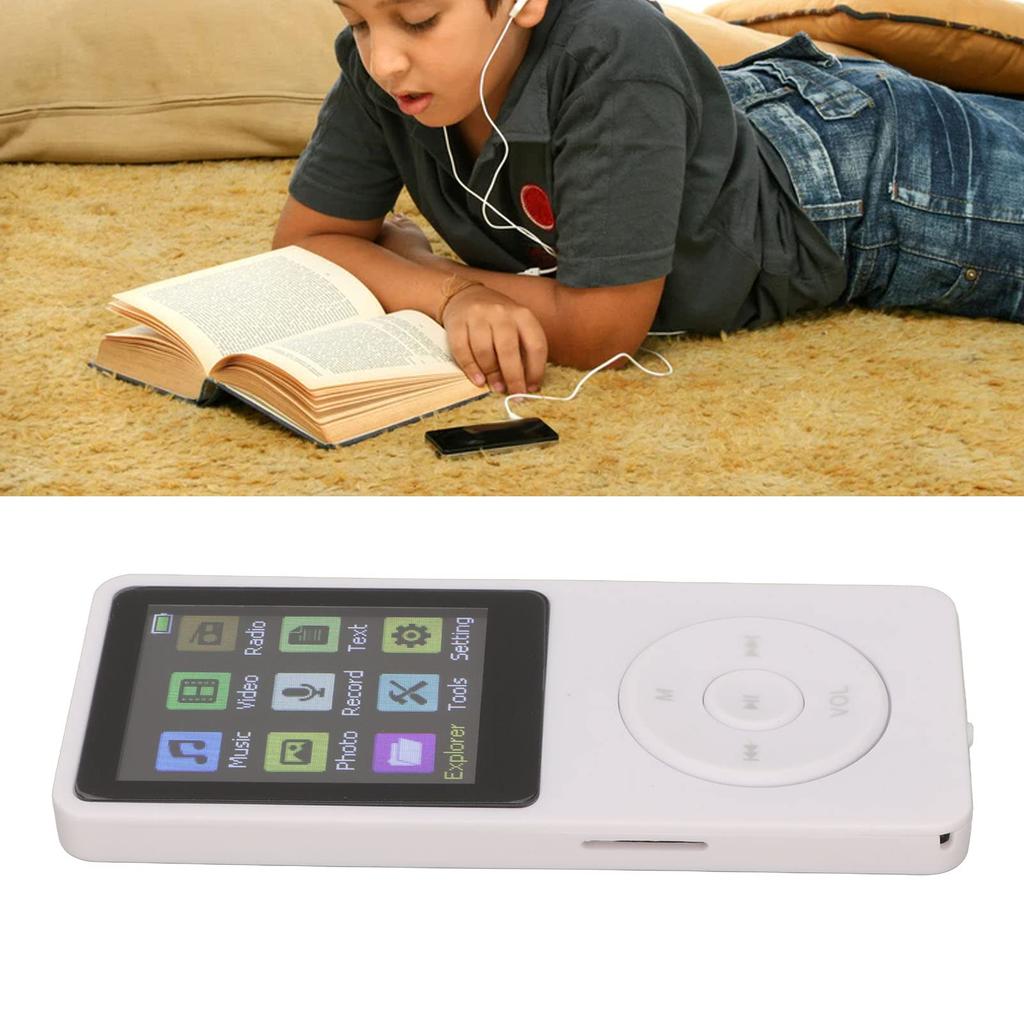 1,8-Zoll-LCD Tragbarer MP3/MP4-Player mit Kopfhörern und Ladekabel, 32 GB Unterstützung für Kinder und Erwachsene, Gehen, Laufen und mehr (Weiß)